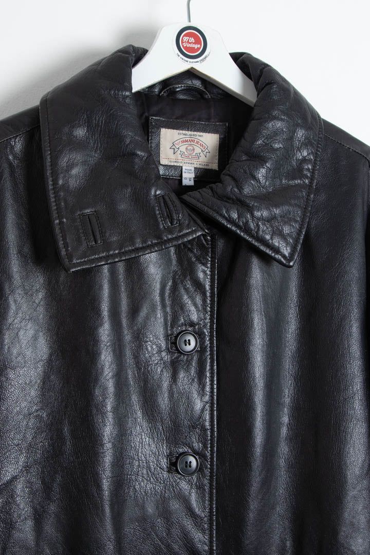 Women's Armani Jeans Leather Parka Jacket (XL) image 4
