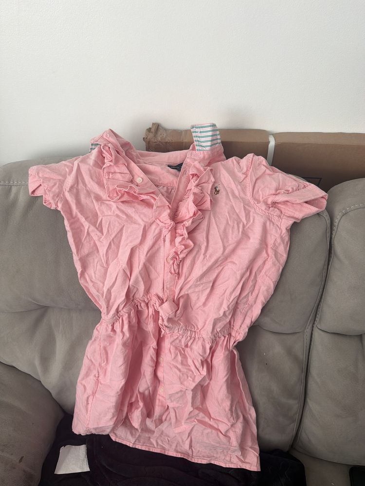 Ralph Lauren Pink Short Sleeve Blouse With Ruffle Collar product image