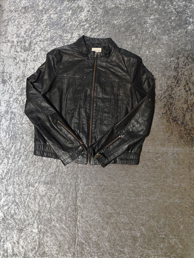 Trend One Black Leather Jacket