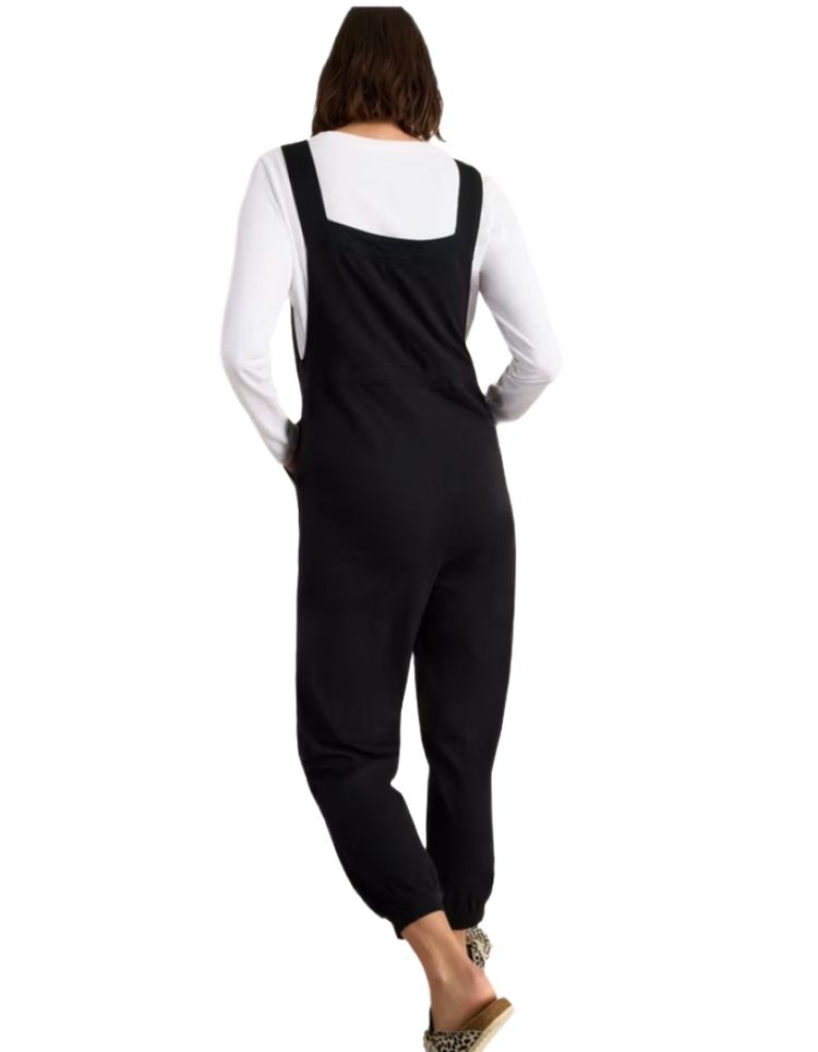 Women's Daphne Cotton Dungarees in Pure Black image 6