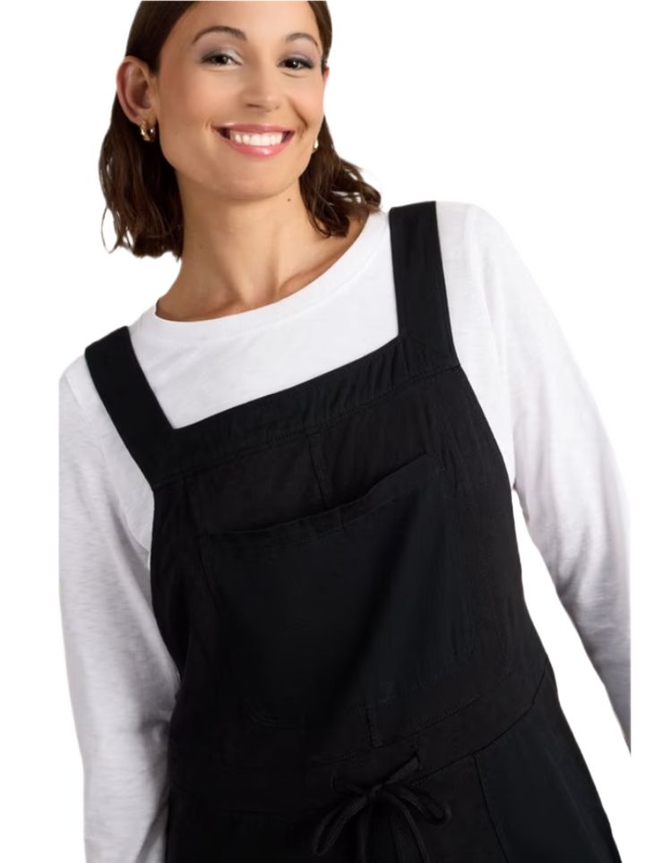 Women's Daphne Cotton Dungarees in Pure Black image 4
