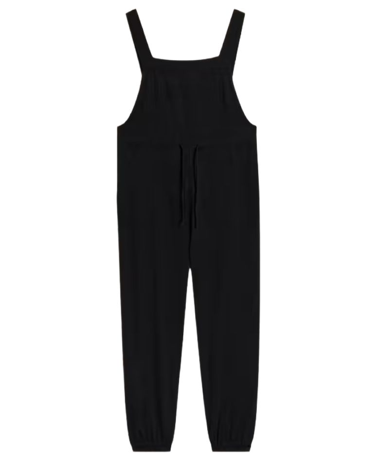 Women's Daphne Cotton Dungarees in Pure Black image 5