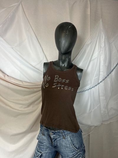 Brown Tank Top With Text