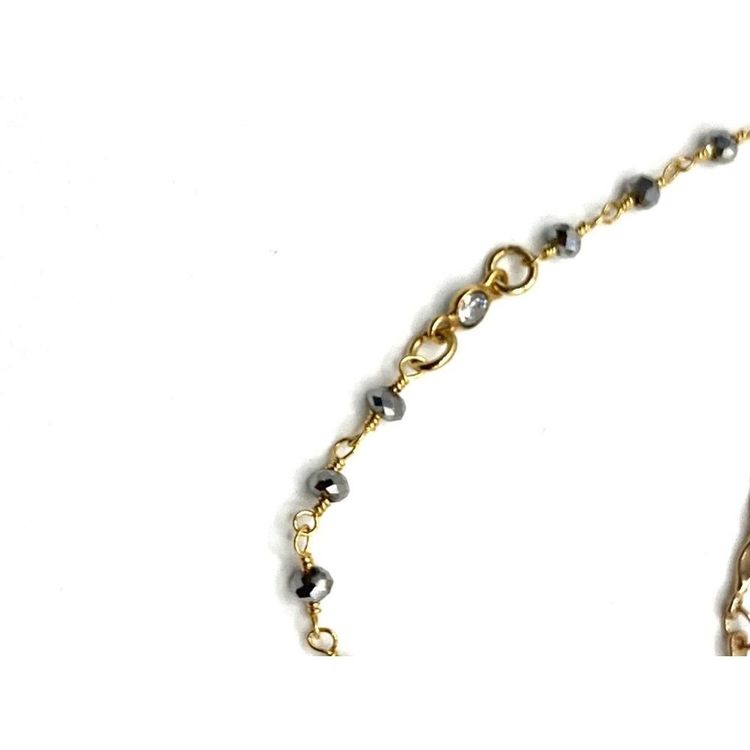 Gold Chain Bracelet With Grey Beads image 3