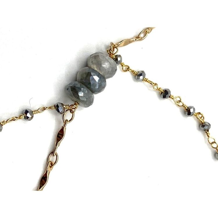 Gold Chain Bracelet With Grey Beads image 1