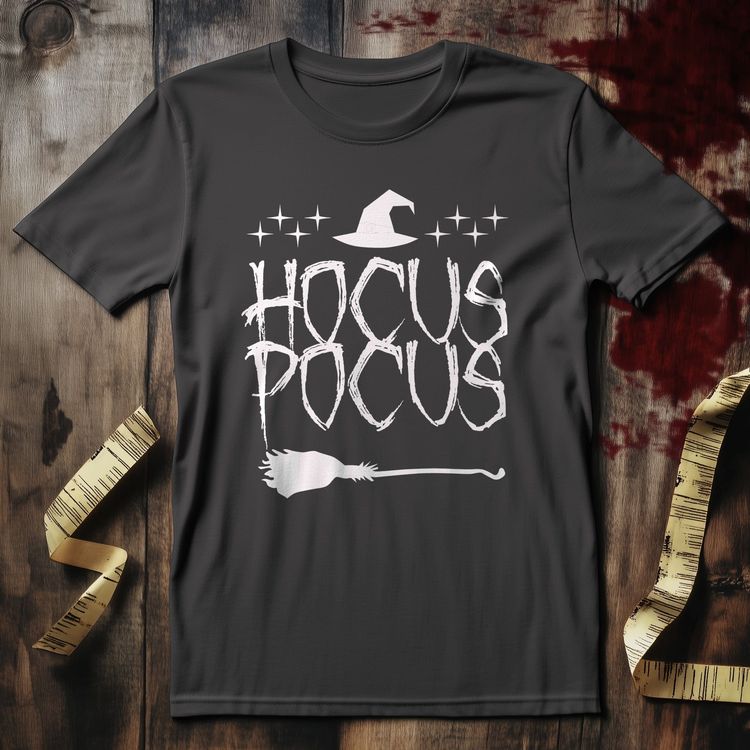 Hocus Pocus Text With Broom T-Shirt - image 4
