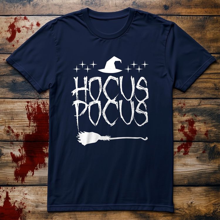 Hocus Pocus Text With Broom T-Shirt - image 5