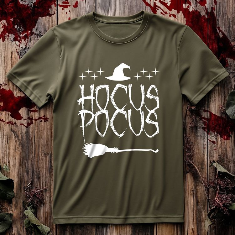 Hocus Pocus Text With Broom T-Shirt - image 3