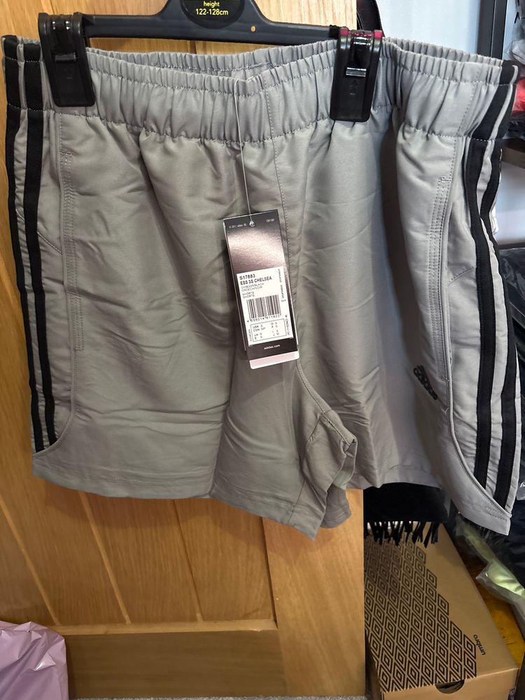 Adidas Grey Shorts With Black Stripes