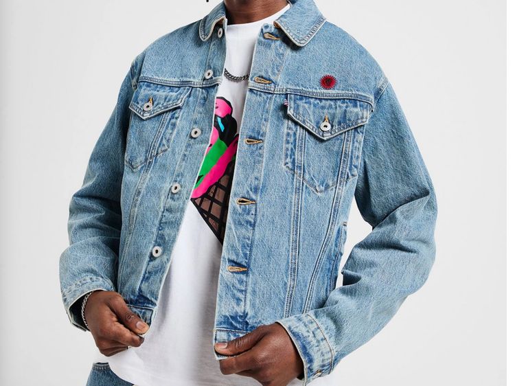 Billions boys club Vintage Wash Blue Check Lined Denim Trucker Jacket