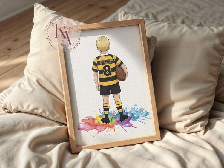 A4 Custom Rugby Player Print