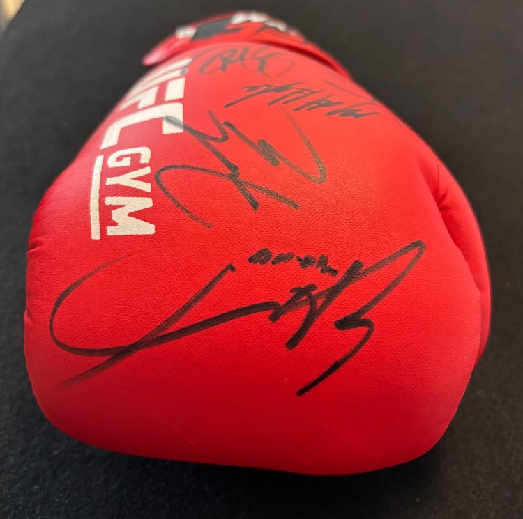 Signed UFC Gym Training Glove Matt Hughes Gracie Moraes Edgar Alvarez MMA Auto image 2
