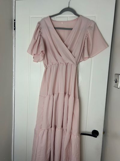 pink tiered dress