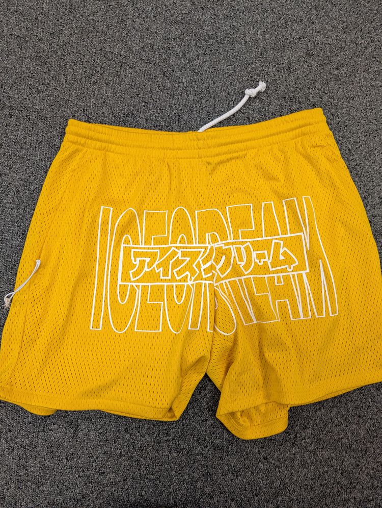 ICECREAM Katakana Reflective Mesh Shorts Gold Fusion