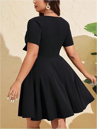Black Short Sleeve Dress With Front Bow image 2