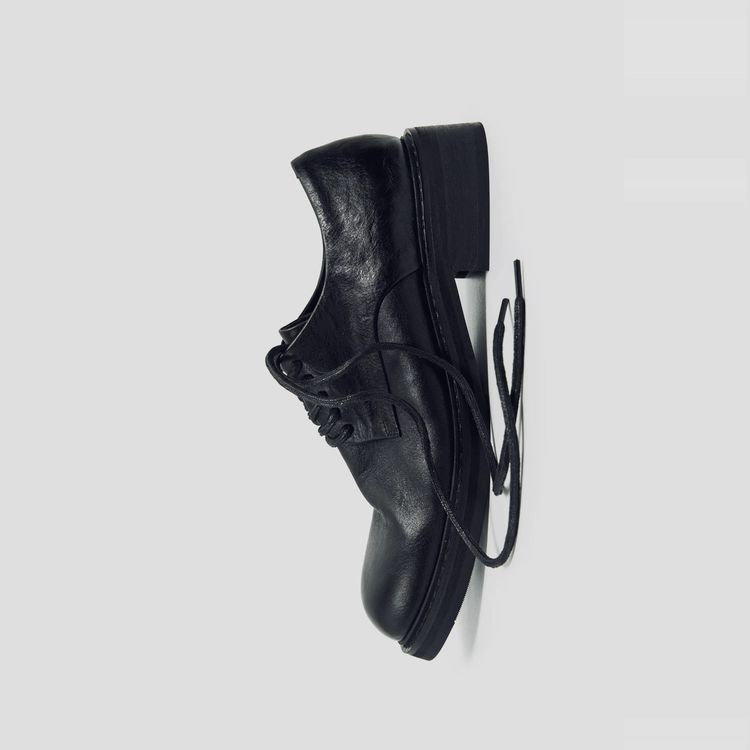 Black Leather Lace-Up Shoes