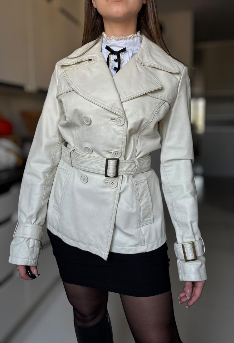 White Belted Trench Coat M