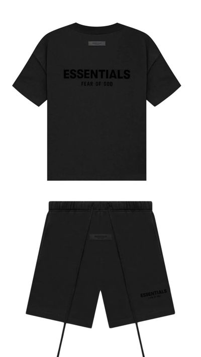 Fear Of God Essentials Black T-Shirt And Shorts Set