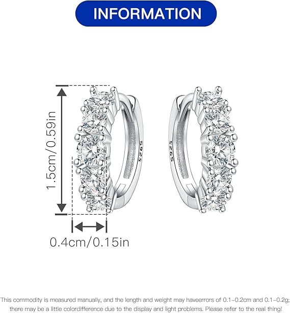 Sterling Silver Hoop Earrings With Cubic Zirconia 2