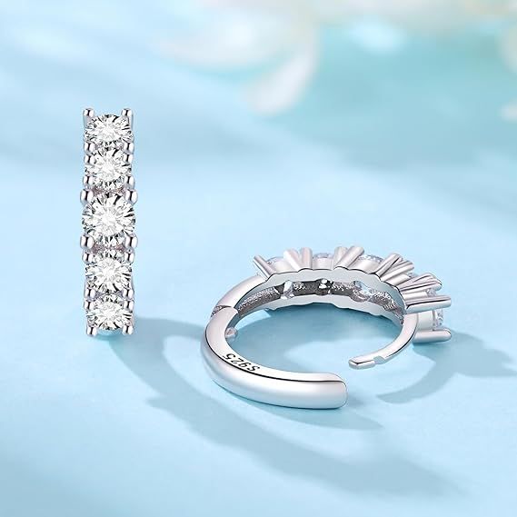 Sterling Silver Hoop Earrings With Cubic Zirconia 3