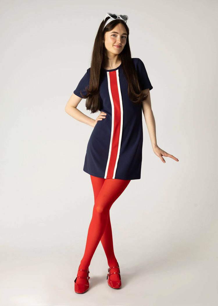Immagine di LHM Ladies 60s Retro Mod Vintage Navy/White/Red Chrissy Mini Dress 3