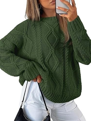 Green Cable Knit Sweater 5