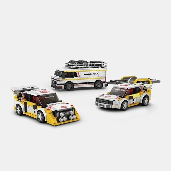 Power Build Bricks HB Audi Quattro Rally Team (Official Audi) 3 Vehicle Toy Brick Set - 1100pc