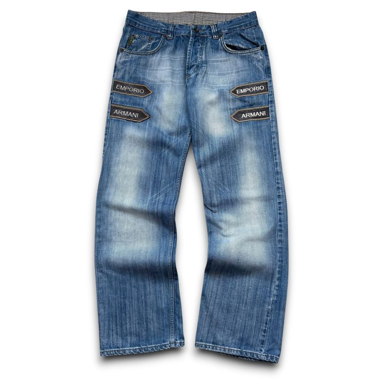 Emporio Armani 2000's graphic baggy straight leg denim jeans (S-M)