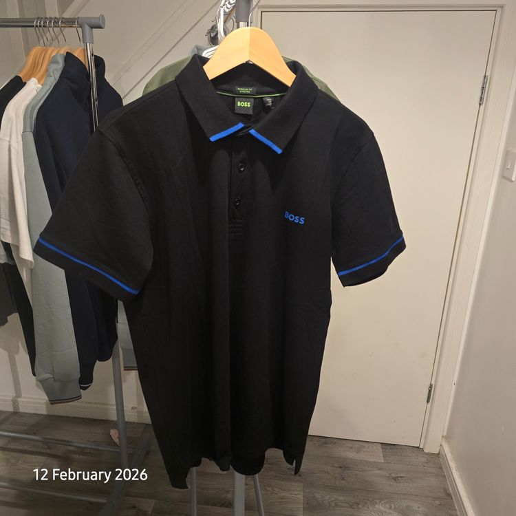 Boss Black Polo Shirt With Blue Trim