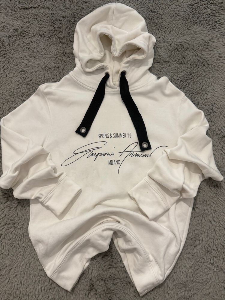 White Hoodie With Black Drawstrings