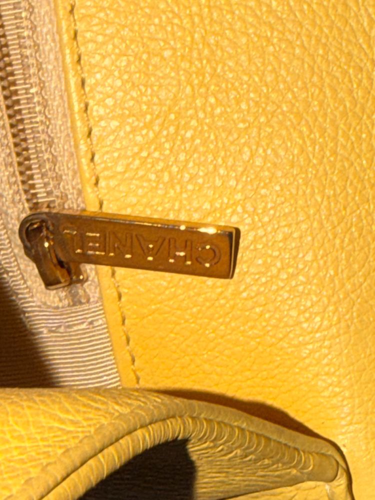 Chanel Yellow Quilted Leather Handbag full set with authenticity card, dusty and box image 6