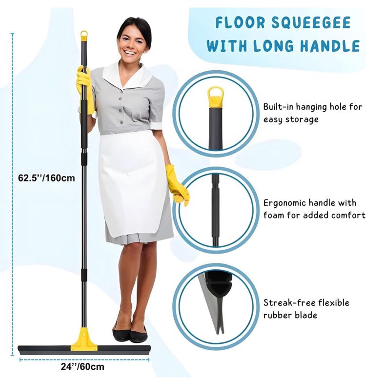 Floor Squeegee With Long Handle obraz 3