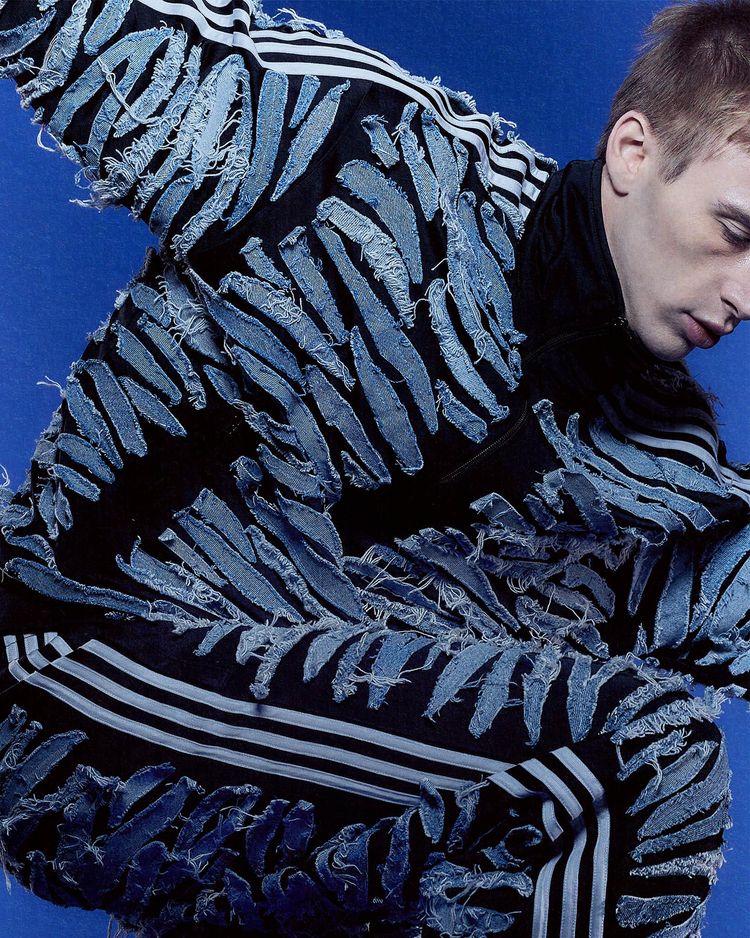 Upcycled Firebird Zebra Denim Track Pants image 4