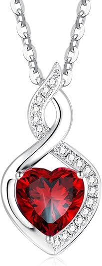 Heart-Shaped Red Gemstone Pendant Necklace image 1