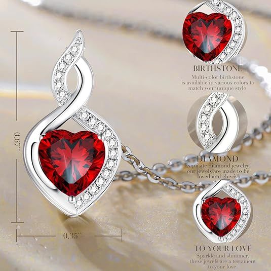 Heart-Shaped Red Gemstone Pendant Necklace image 3