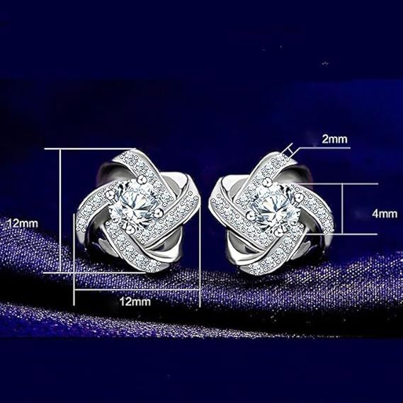 Silver-Tone Stud Earrings With Clear Stones image 2