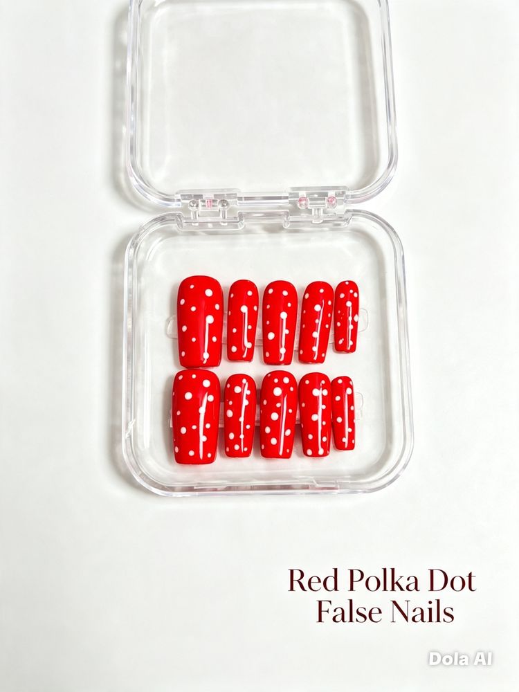 Red Polka Dot False Nails