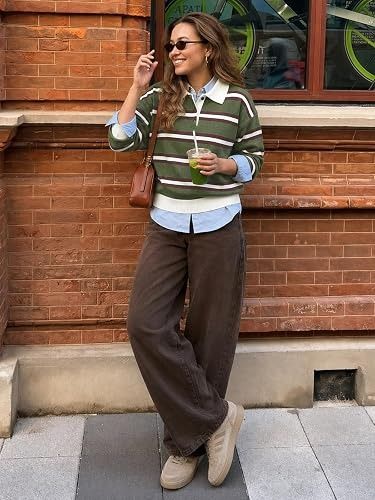 Immagine di Green Striped Rugby Sweater With White Collar 5