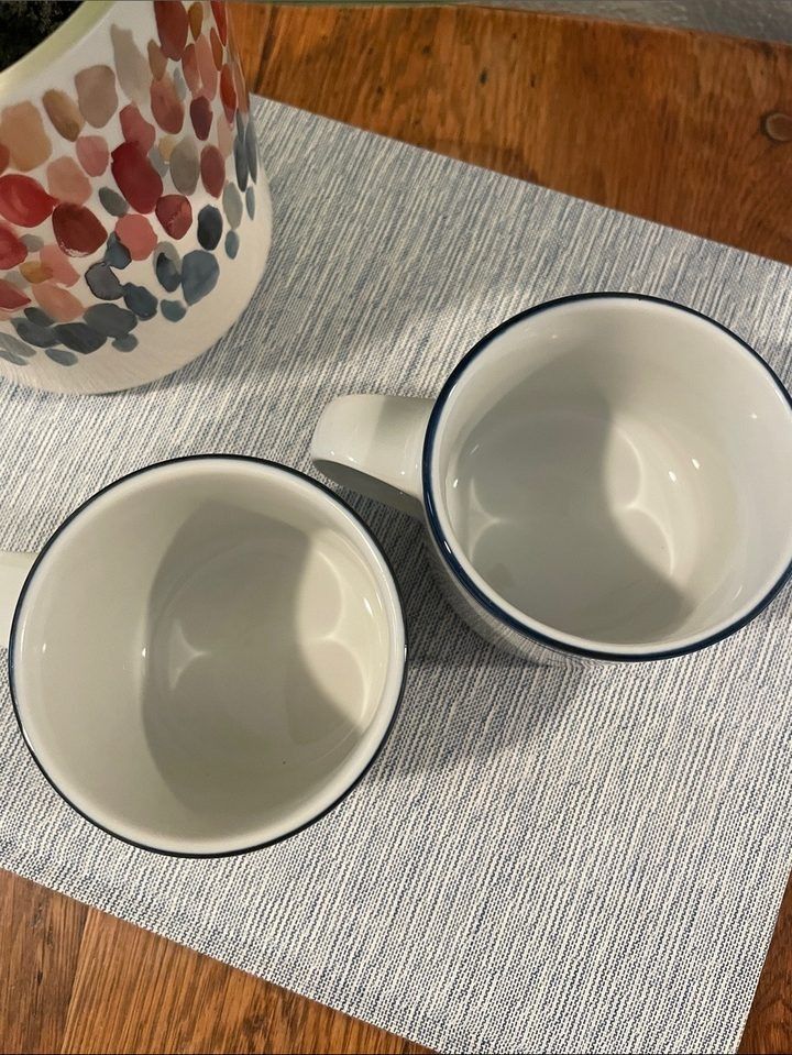 White Ceramic Mugs With Black Floral Design image 3