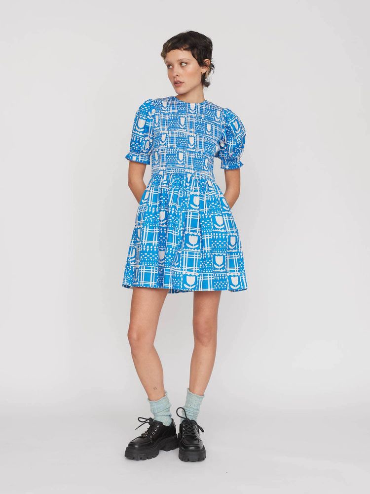 Lazy Oaf - Floral Checkerboard Shirred Mini Dress - Floral Checkerboard image 1