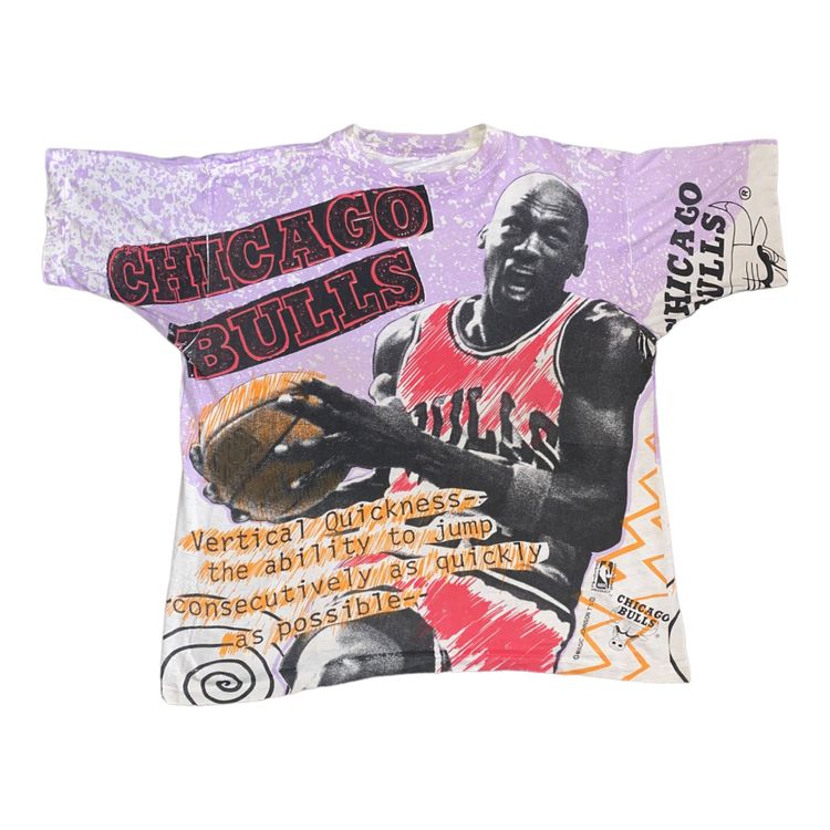 Magic Johnson T's Michael Jordan AOP Early 90s single stitch  image 1