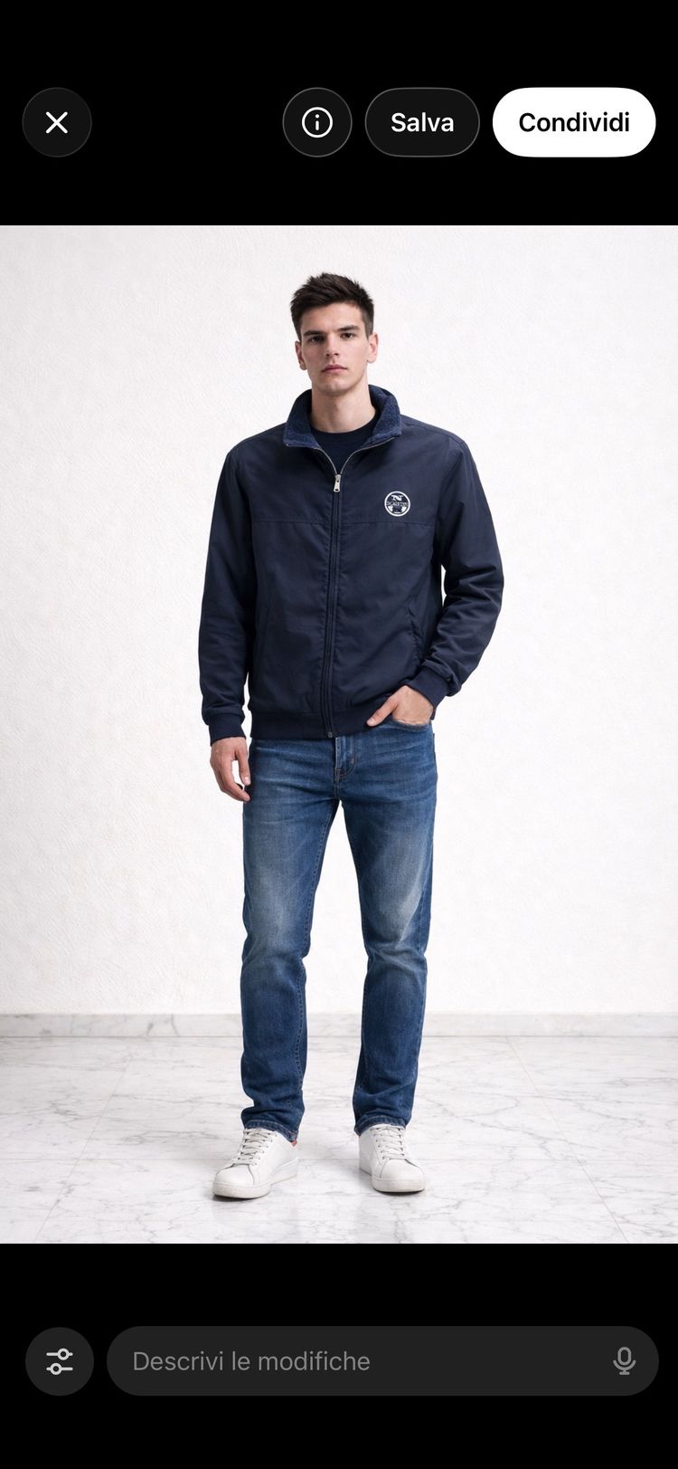 Navy Zip-Up Jacket With Logo