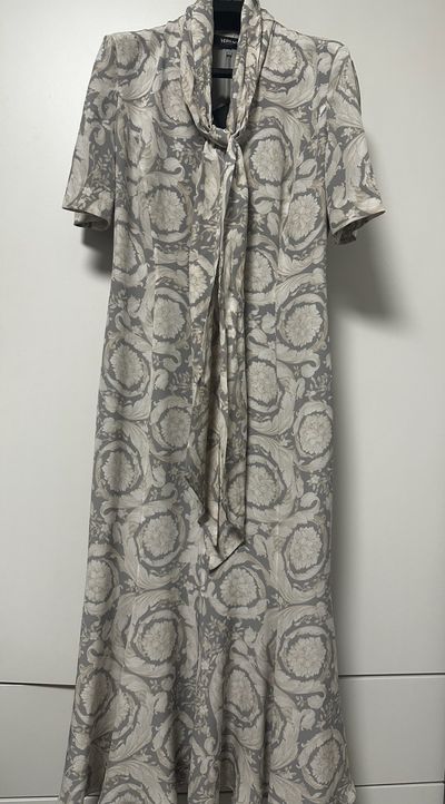 Versace Baroque Dress With Tie Neck