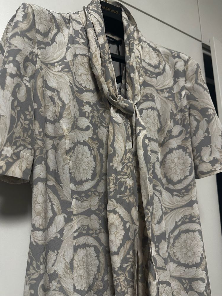 Versace Baroque Dress With Tie Neck image 4