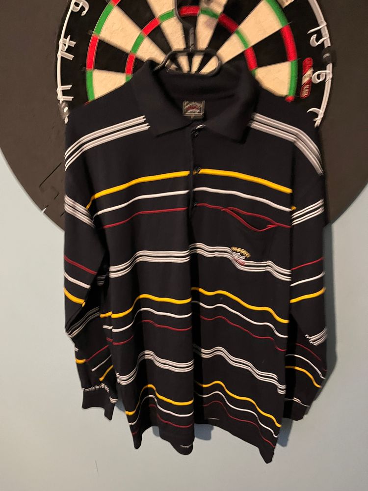 Long Sleeve Striped Polo Shirt