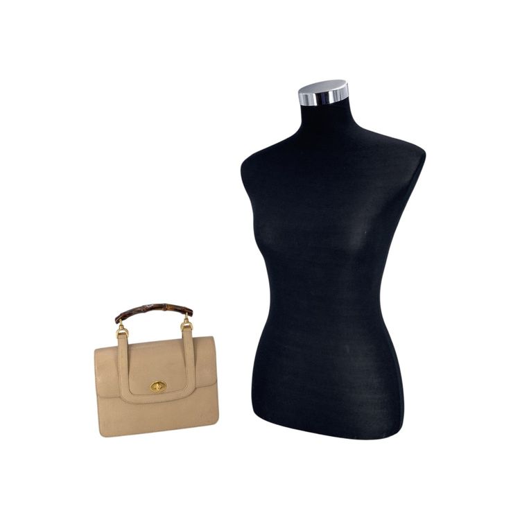 Gucci Vintage Leather Handbag Vintage Bamboo image 8