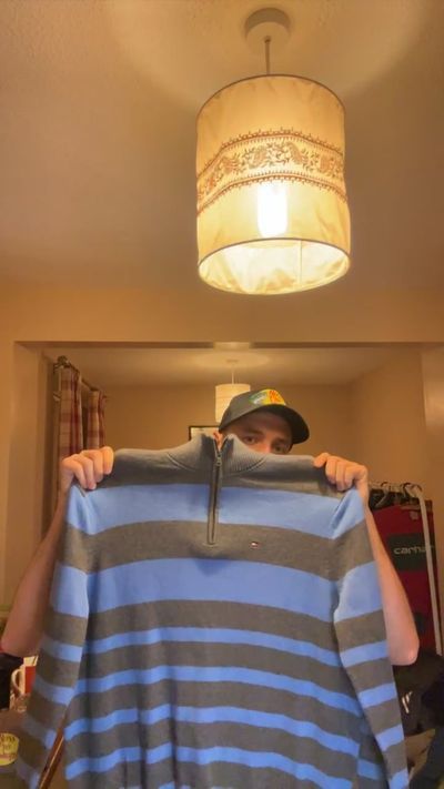 striped quarter-zip sweater