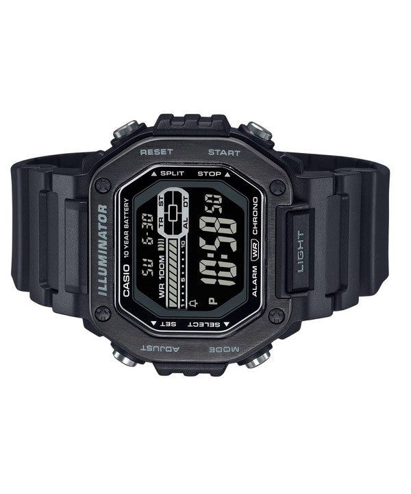 Casio Standard Digital Black Resin Strap Blue Dial Quartz MWD-110HB-1BV 100M Men's Watch 4