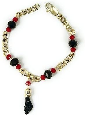 Other Gold-Tone Chain Bracelet With Black And Red Beads And Black Hand Charm product image
