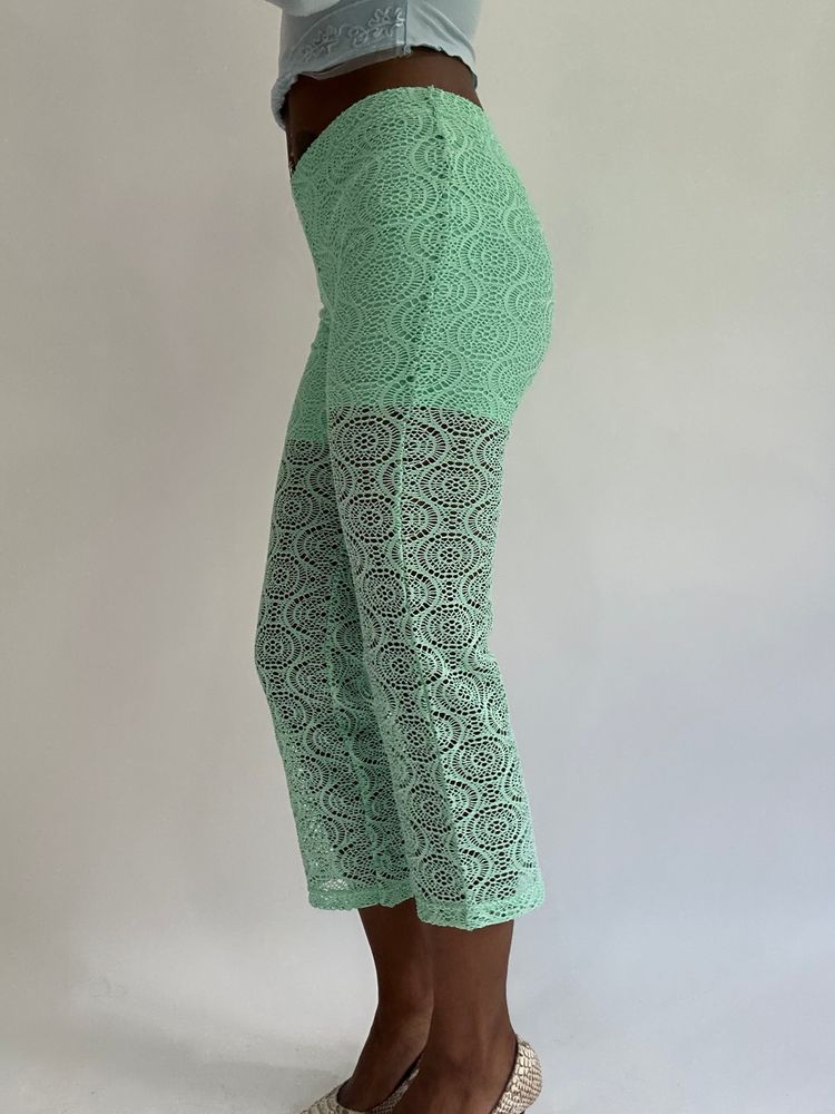 💚colourmaxxing drop | extra small aqua blue crochet lace capris image 5